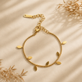 Minimal Leaf Charm Bracelet