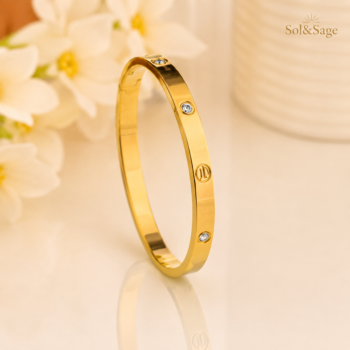 Screw Motif Crystal Bracelet