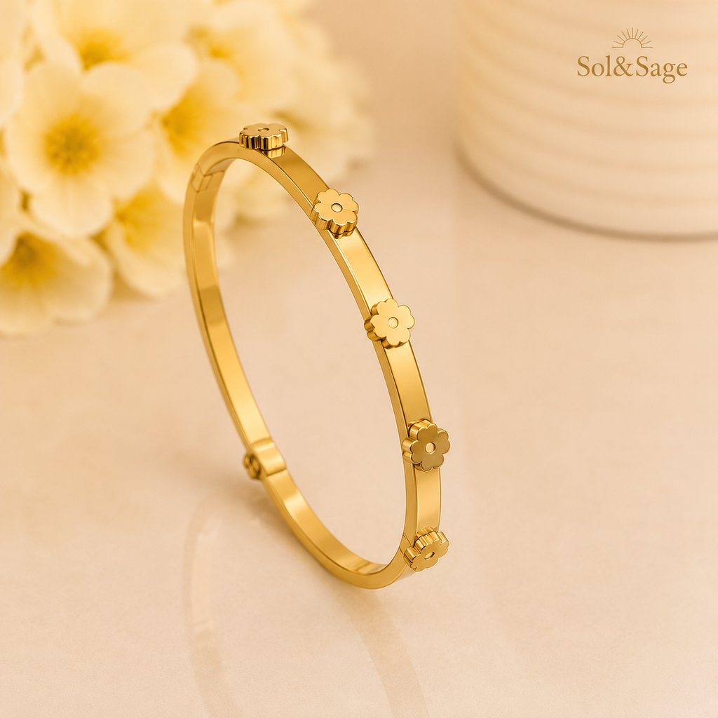 Gold Flower Cuff Bracelet – Sol&Sage
