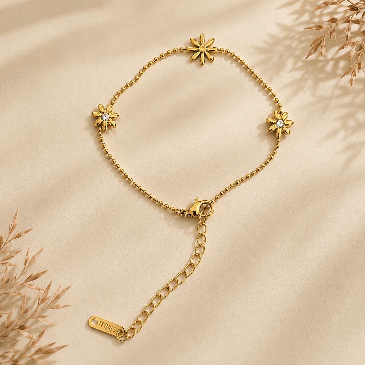 Daisy Flower Crystal Bracelet