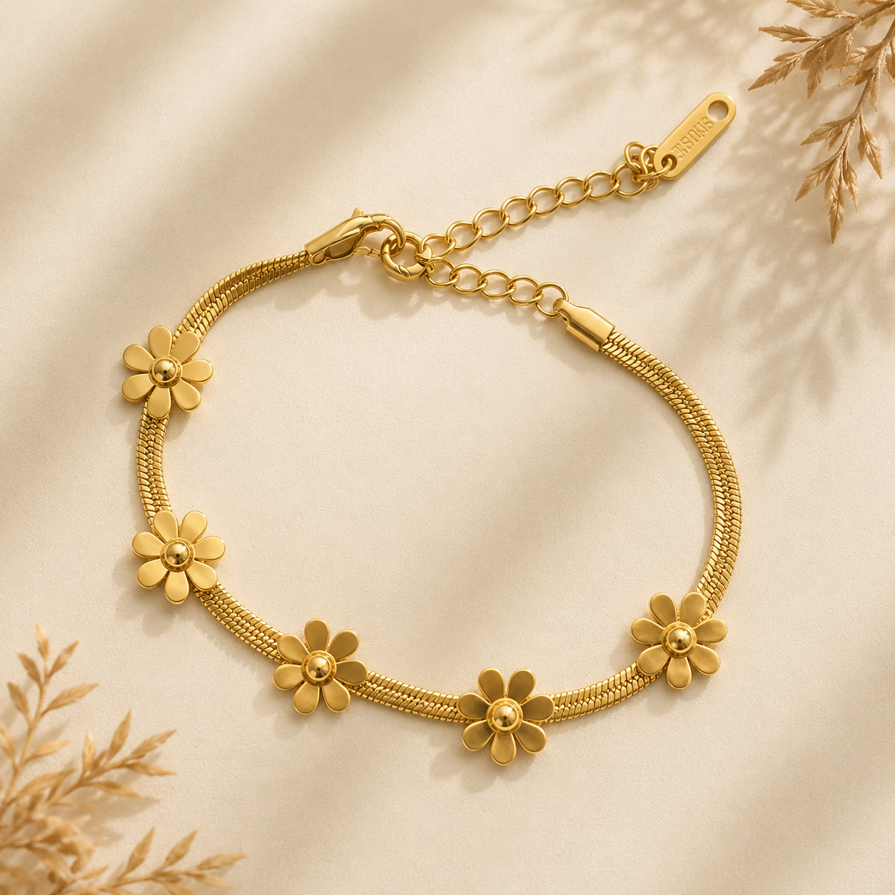 Golden Bloom Daisy Charm Bracelet