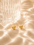 Puffy Heart Gold Stud Earrings –Sol&Sage